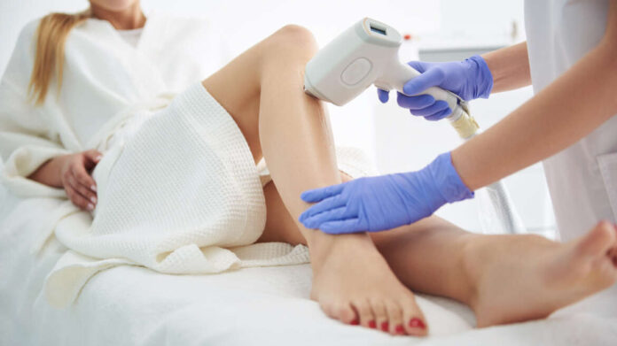 a person getting laser hair removal